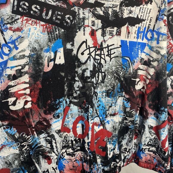 PAPER + TEE Graffiti Hoodie Pullover Long Sleeves Sweatshirt Streetwear Women 3X - Picture 9 of 11